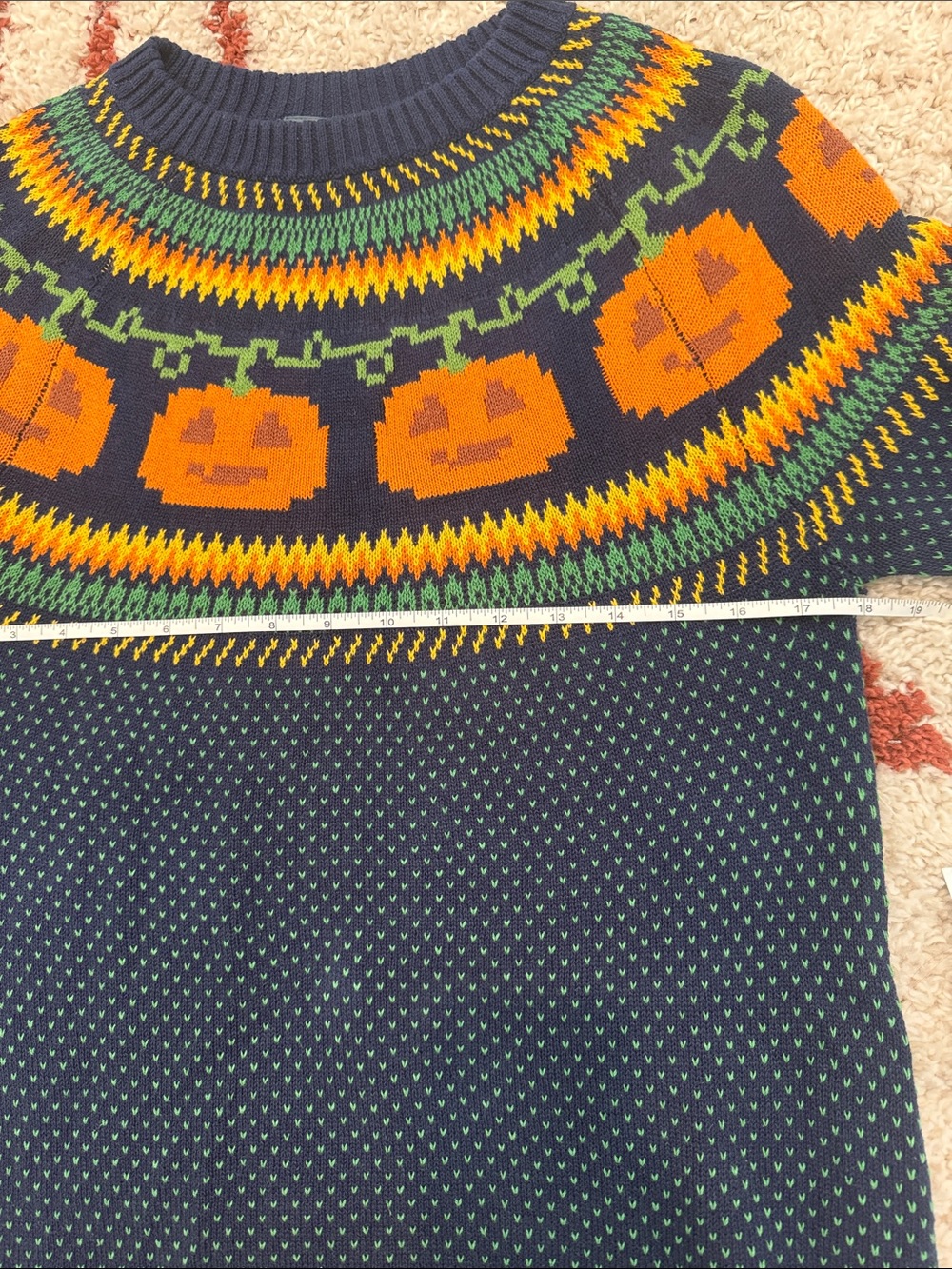 ModCloth Cozy Commitment Fair Isle Sweater Dress in Pumpkins Jack-O-Lanterns - Picture 7 of 11
